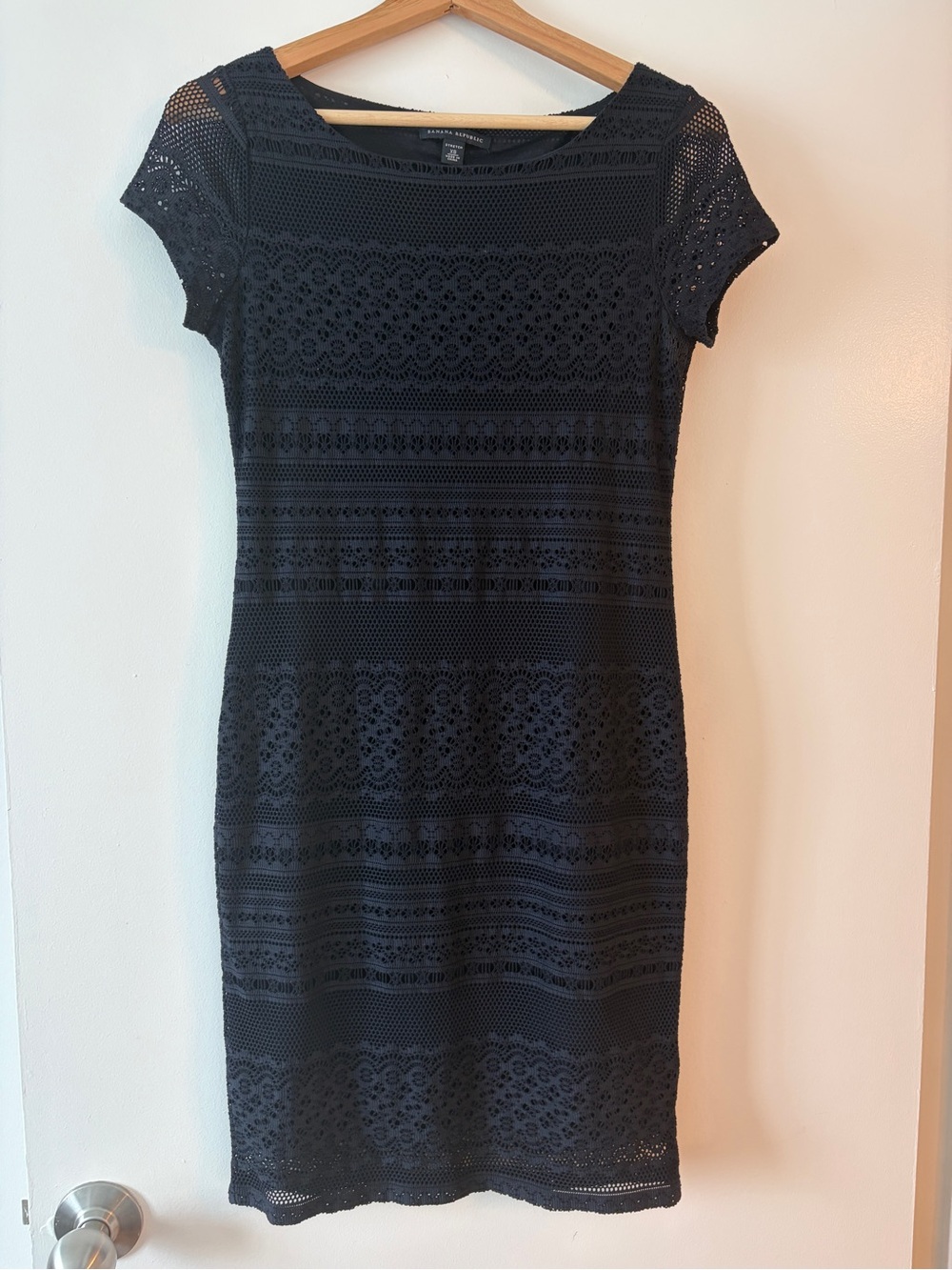 Banana Republic Black Lace-Patterned Shift Dress